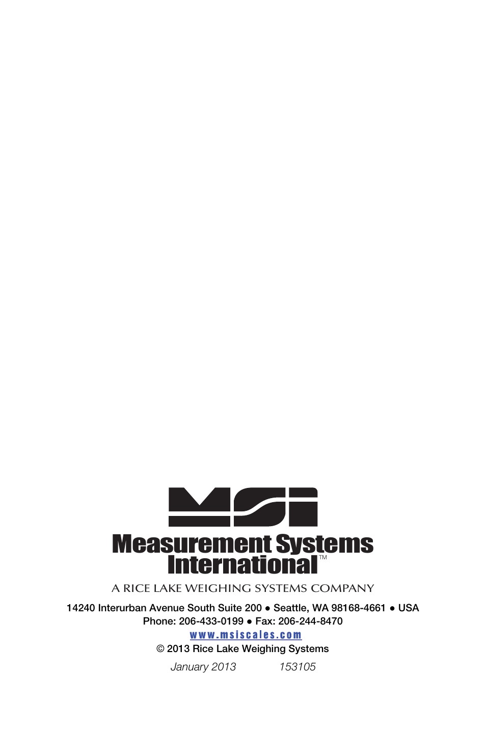 Measurement systems international | Rice Lake MSI-9300HT Hi-Torque Port-A-Weigh Plus CellScale RF Safety User Manual | Page 20 / 20
