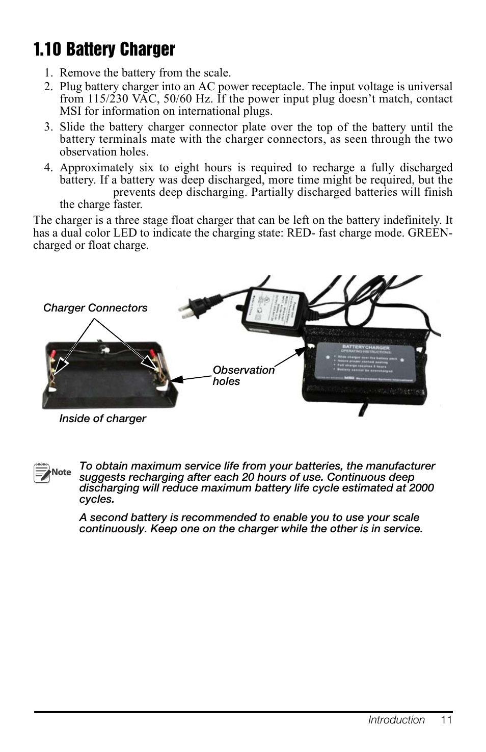 10 battery charger, 10battery charger | Rice Lake MSI-3460 Challenger 3 User Manual | Page 15 / 64