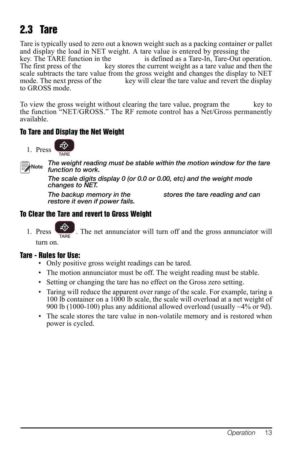 3 tare | Rice Lake MSI-3460 Challenger 3 User Manual | Page 17 / 64