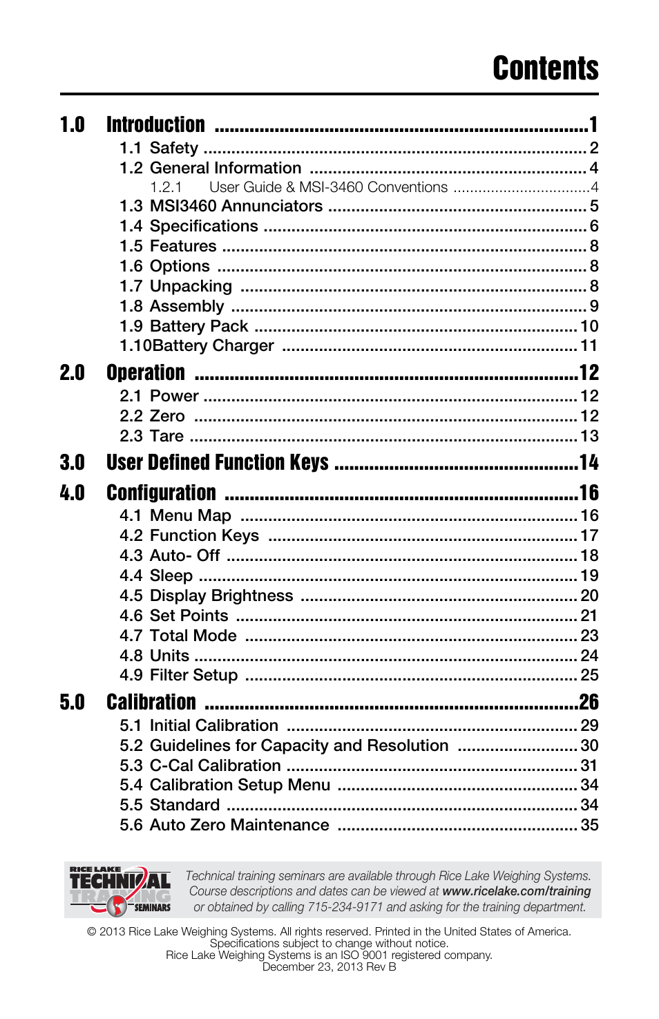 Rice Lake MSI-3460 Challenger 3 User Manual | Page 3 / 64