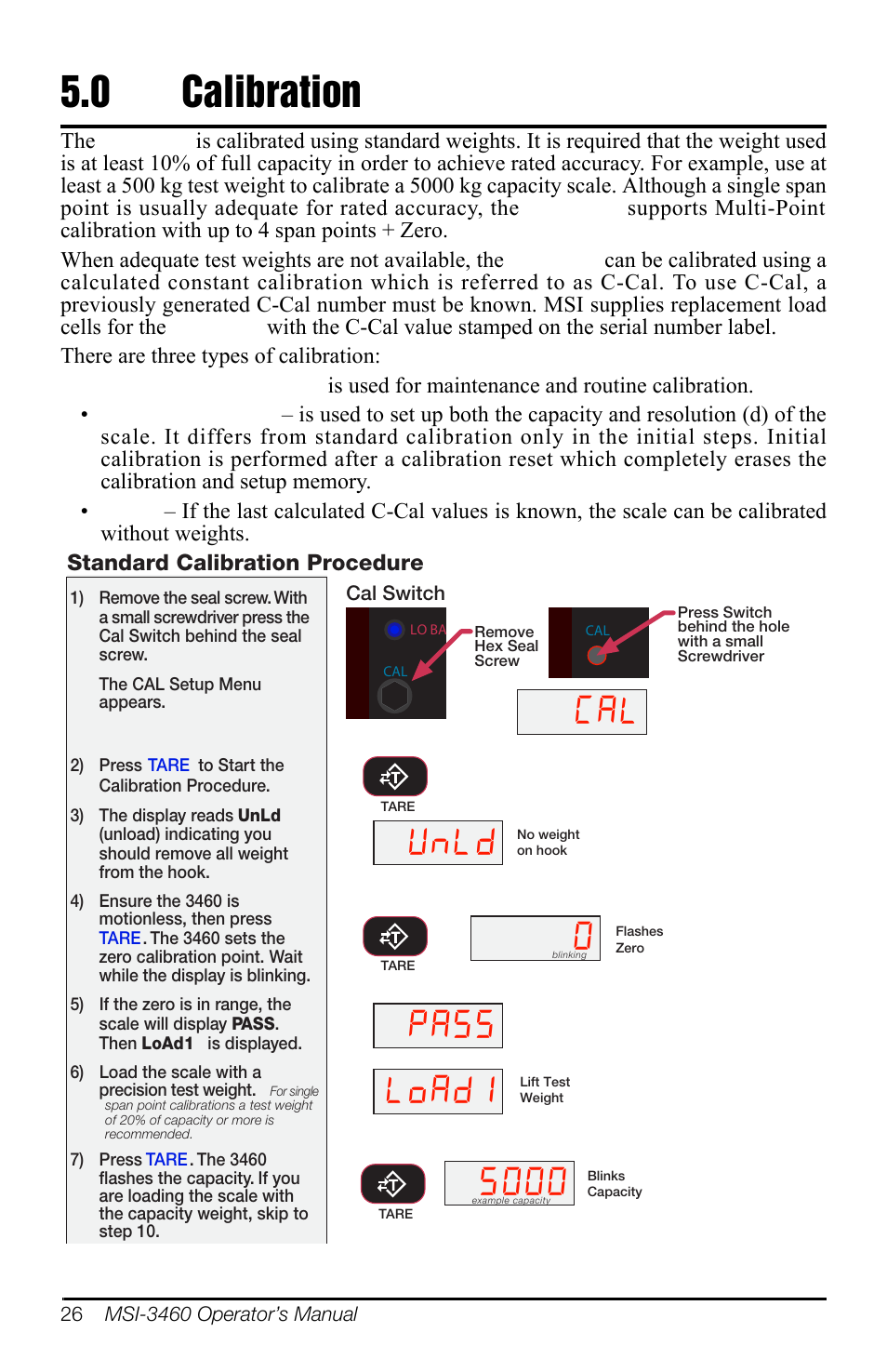 0 calibration, Calibration, Xq/g  /r | Rice Lake MSI-3460 Challenger 3 User Manual | Page 30 / 64