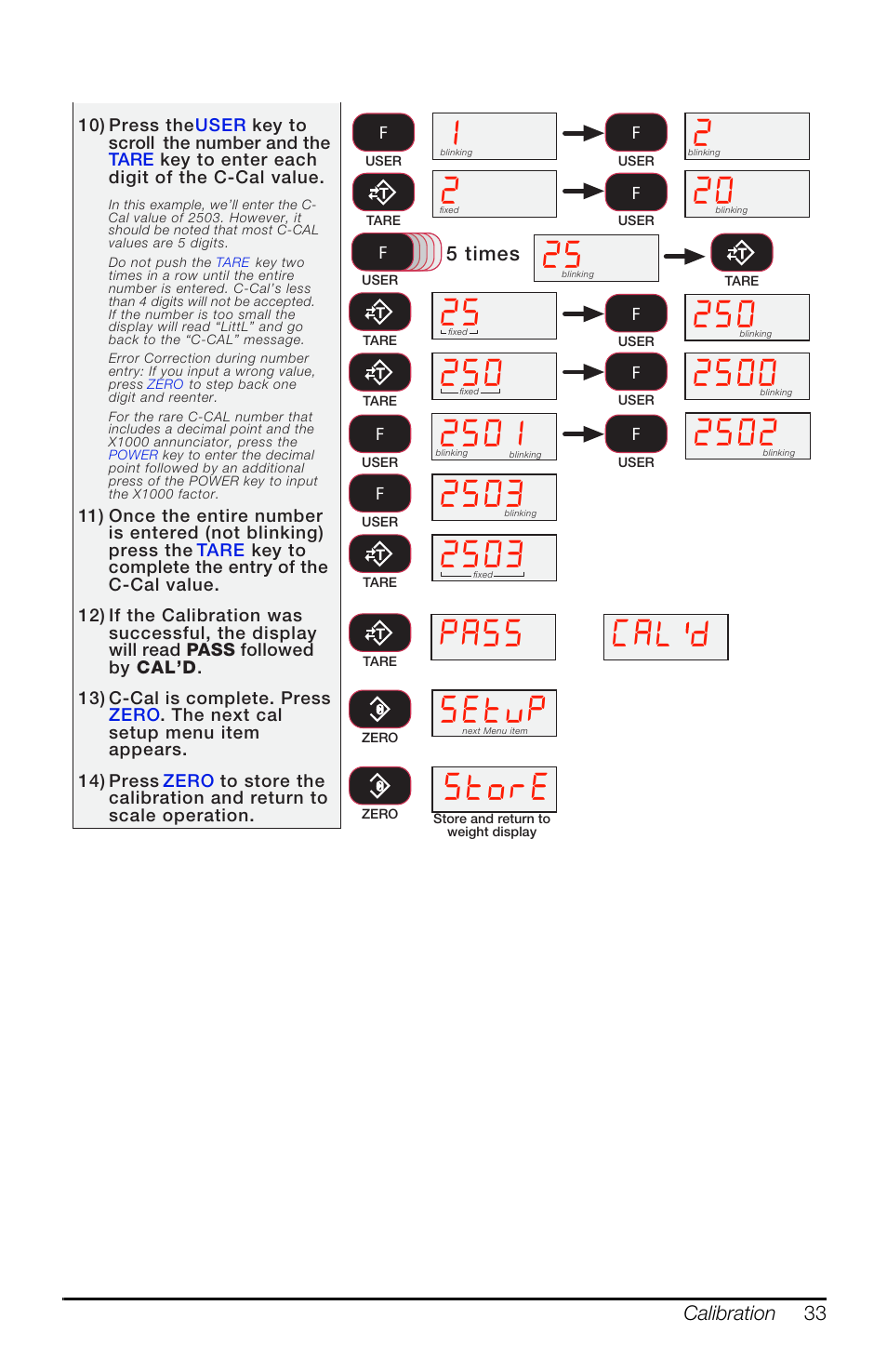 6wruh, 6hwys, Figure 5-7. c-cal calibration procedure, continued | Rice Lake MSI-3460 Challenger 3 User Manual | Page 37 / 64