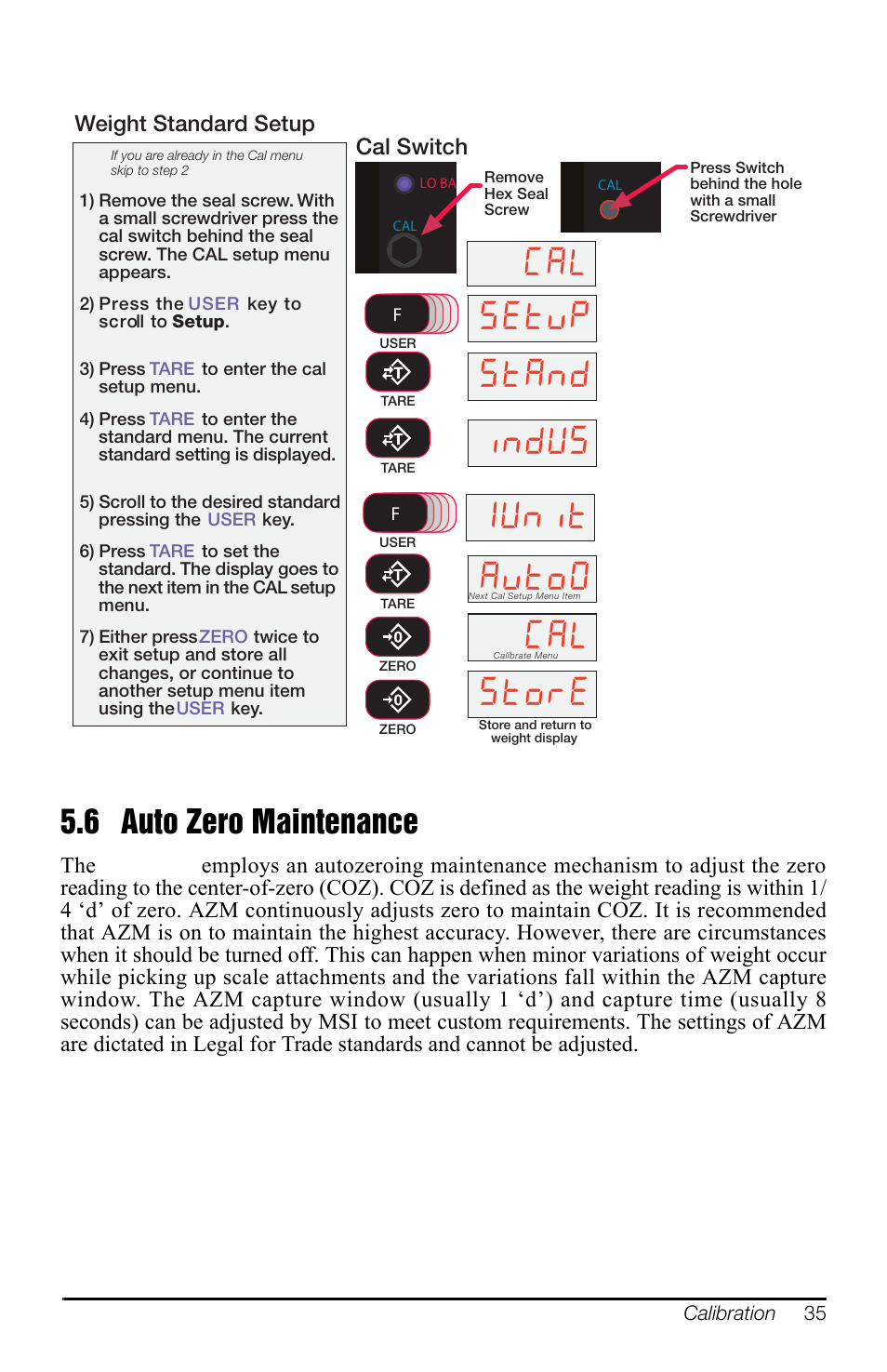 6 auto zero maintenance, Vhwys 6wdqg lqgxv, Xqlw $ywr | 6wruh | Rice Lake MSI-3460 Challenger 3 User Manual | Page 39 / 64