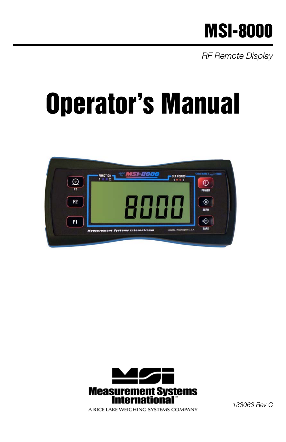 Rice Lake MSI-8000 RF Remote Display User Manual | 44 pages