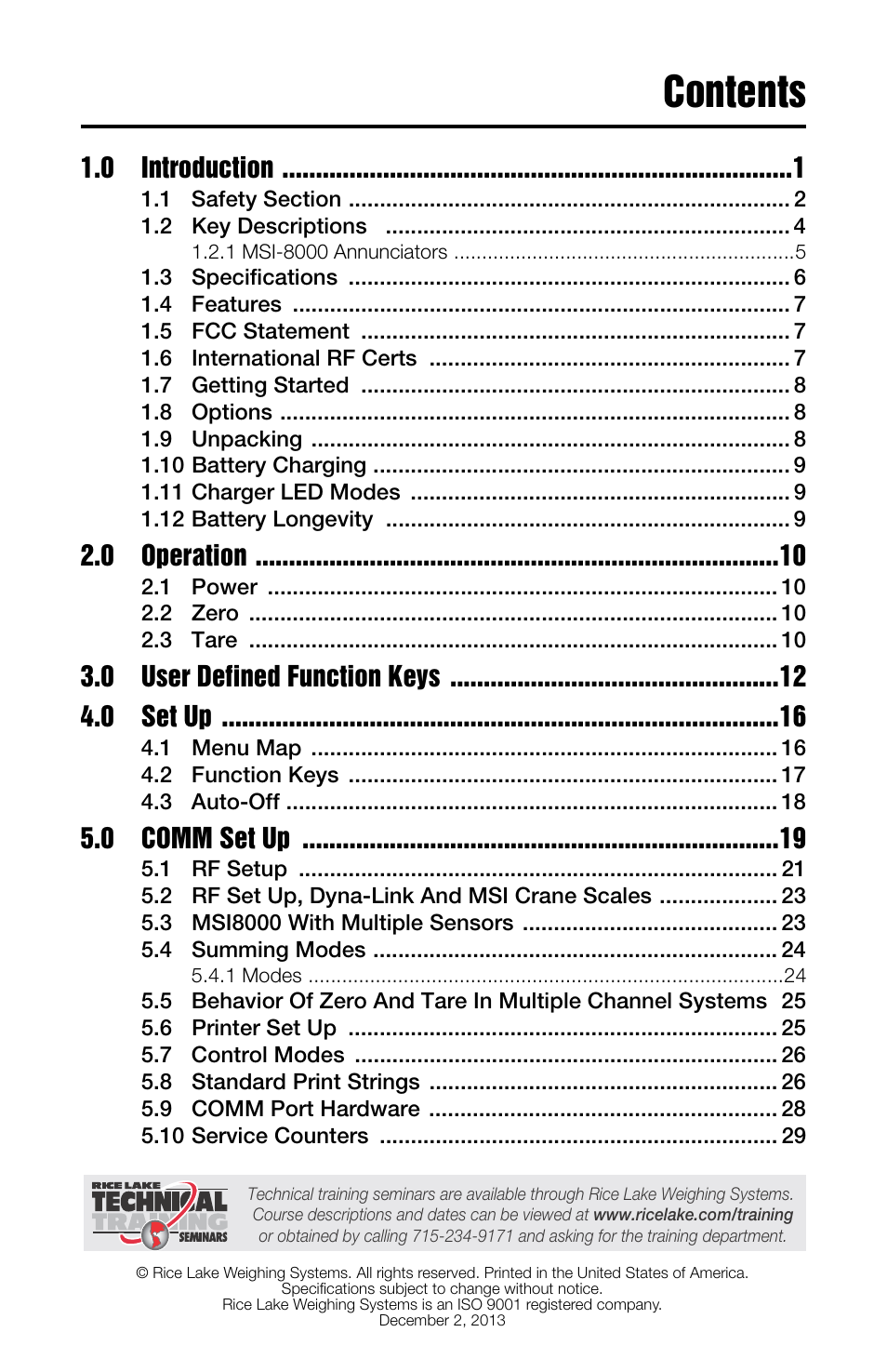 Rice Lake MSI-8000 RF Remote Display User Manual | Page 3 / 44