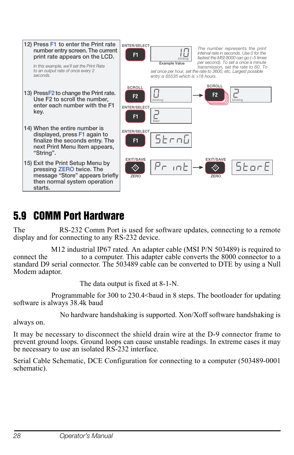 9 comm port hardware, 6wuq, 3ulqw 6wruh | Rice Lake MSI-8000 RF Remote Display User Manual | Page 32 / 44