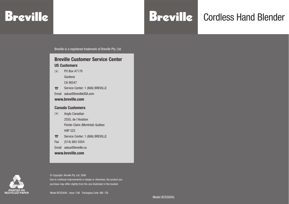 Breville BCS500XL User Manual | 44 pages