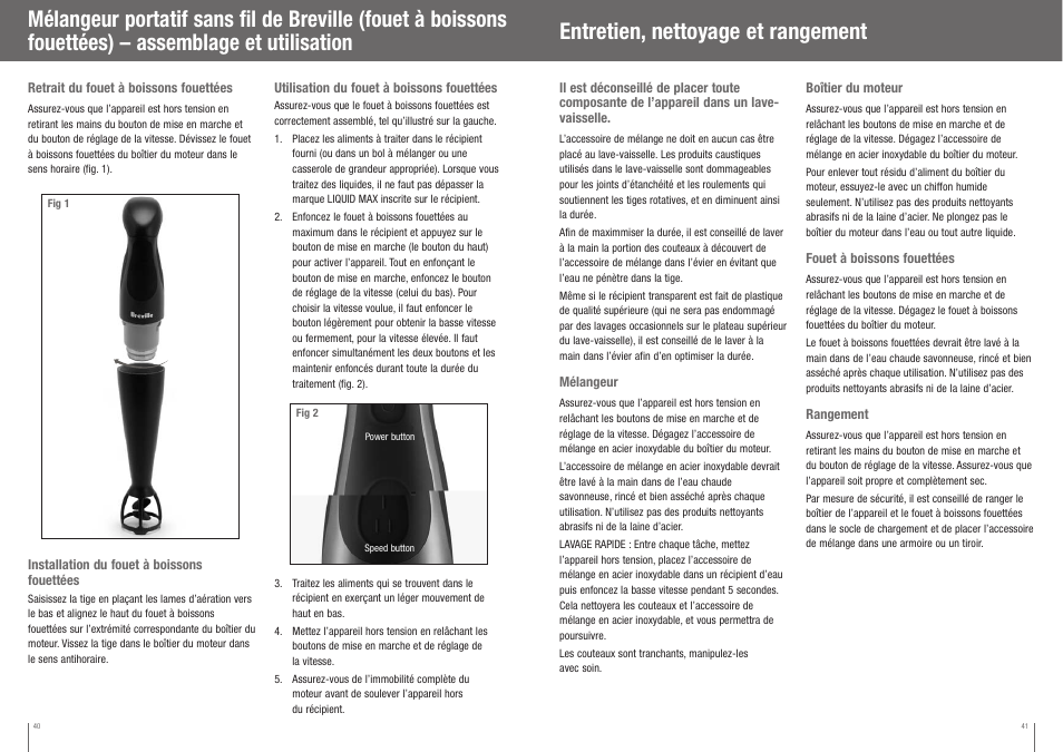 Entretien, nettoyage et rangement | Breville BCS500XL User Manual | Page 21 / 44