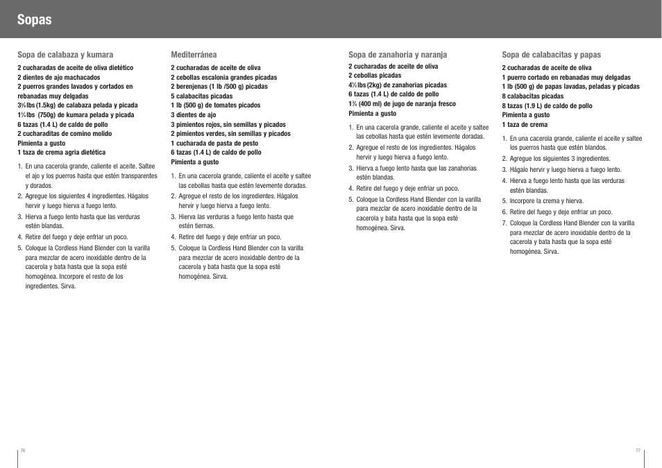 Sopas | Breville BCS500XL User Manual | Page 39 / 44