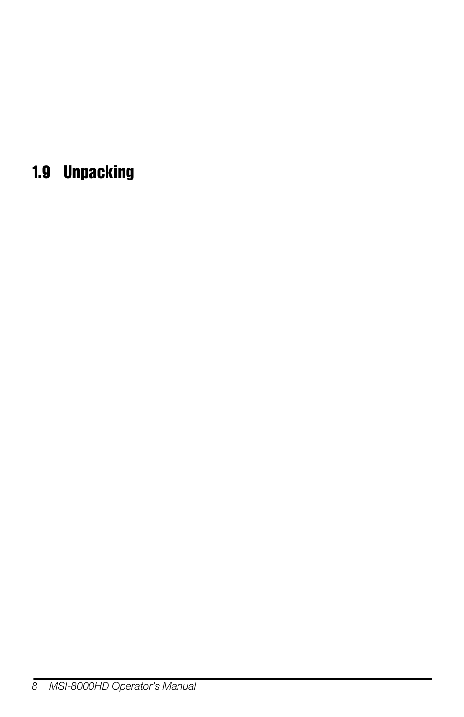 9 unpacking | Rice Lake MSI-8000HD Remote Display User Manual | Page 12 / 48