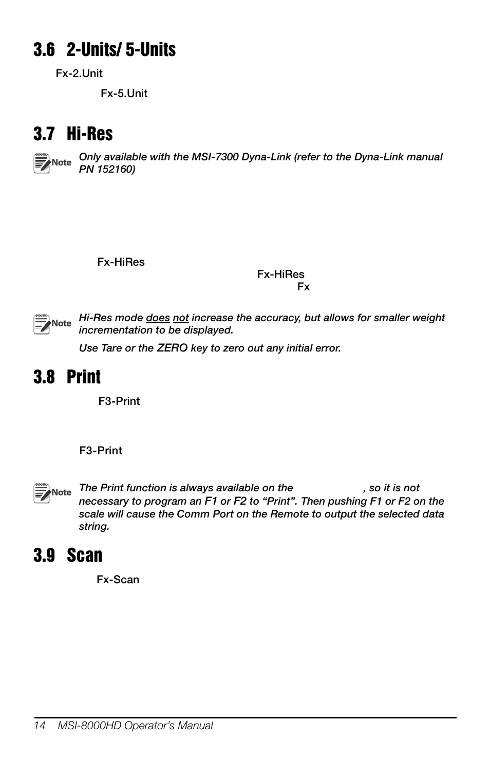 6 2-units/ 5-units, 7 hi-res, 8 print | 9 scan, 6 2-units/ 5-units 3.7 hi-res 3.8 print 3.9 scan | Rice Lake MSI-8000HD Remote Display User Manual | Page 18 / 48