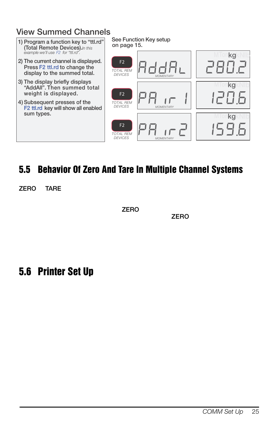 6 printer set up, Gg$o, 3dlu | View summed channels | Rice Lake MSI-8000HD Remote Display User Manual | Page 29 / 48