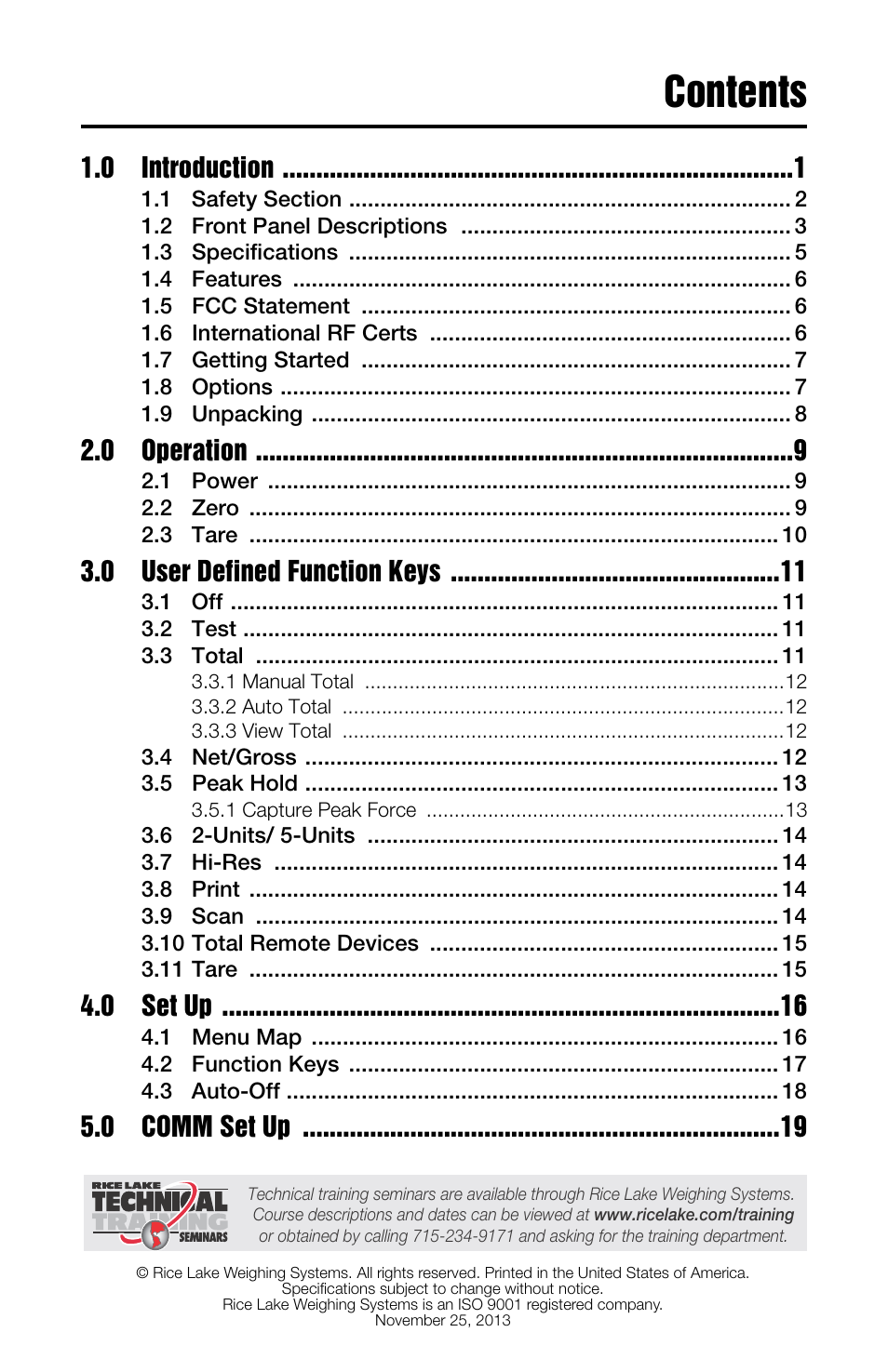 Rice Lake MSI-8000HD Remote Display User Manual | Page 3 / 48