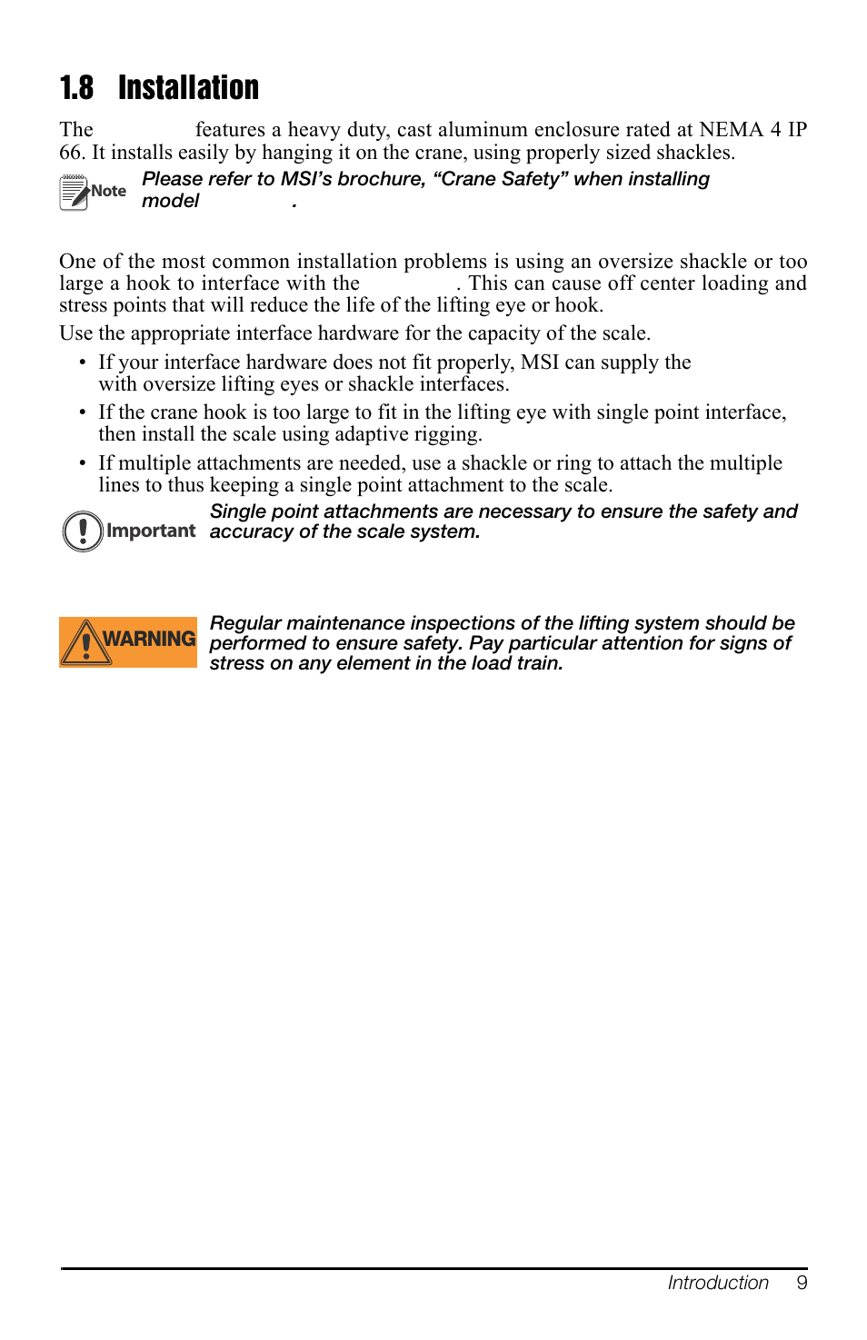 8 installation | Rice Lake MSI-4260 Port-A-Weigh User Manual | Page 13 / 64