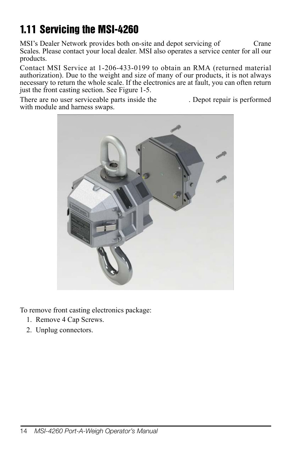 11 servicing the msi-4260 | Rice Lake MSI-4260 Port-A-Weigh User Manual | Page 18 / 64