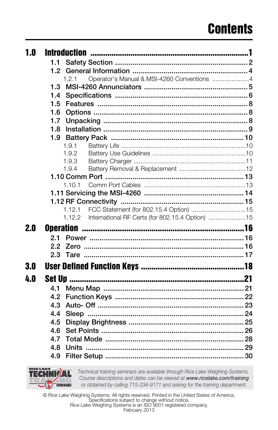 Rice Lake MSI-4260 Port-A-Weigh User Manual | Page 3 / 64