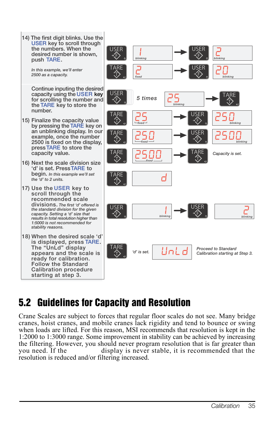 2 guidelines for capacity and resolution, Xq/g | Rice Lake MSI-4260 Port-A-Weigh User Manual | Page 39 / 64