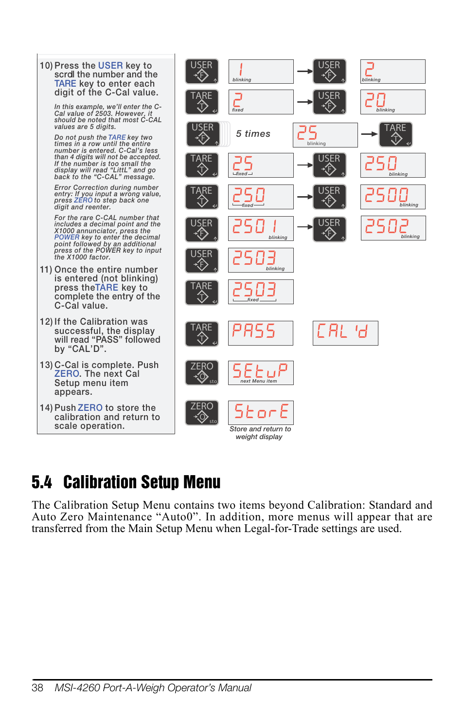 4 calibration setup menu, 6wruh, 6hwys | Rice Lake MSI-4260 Port-A-Weigh User Manual | Page 42 / 64