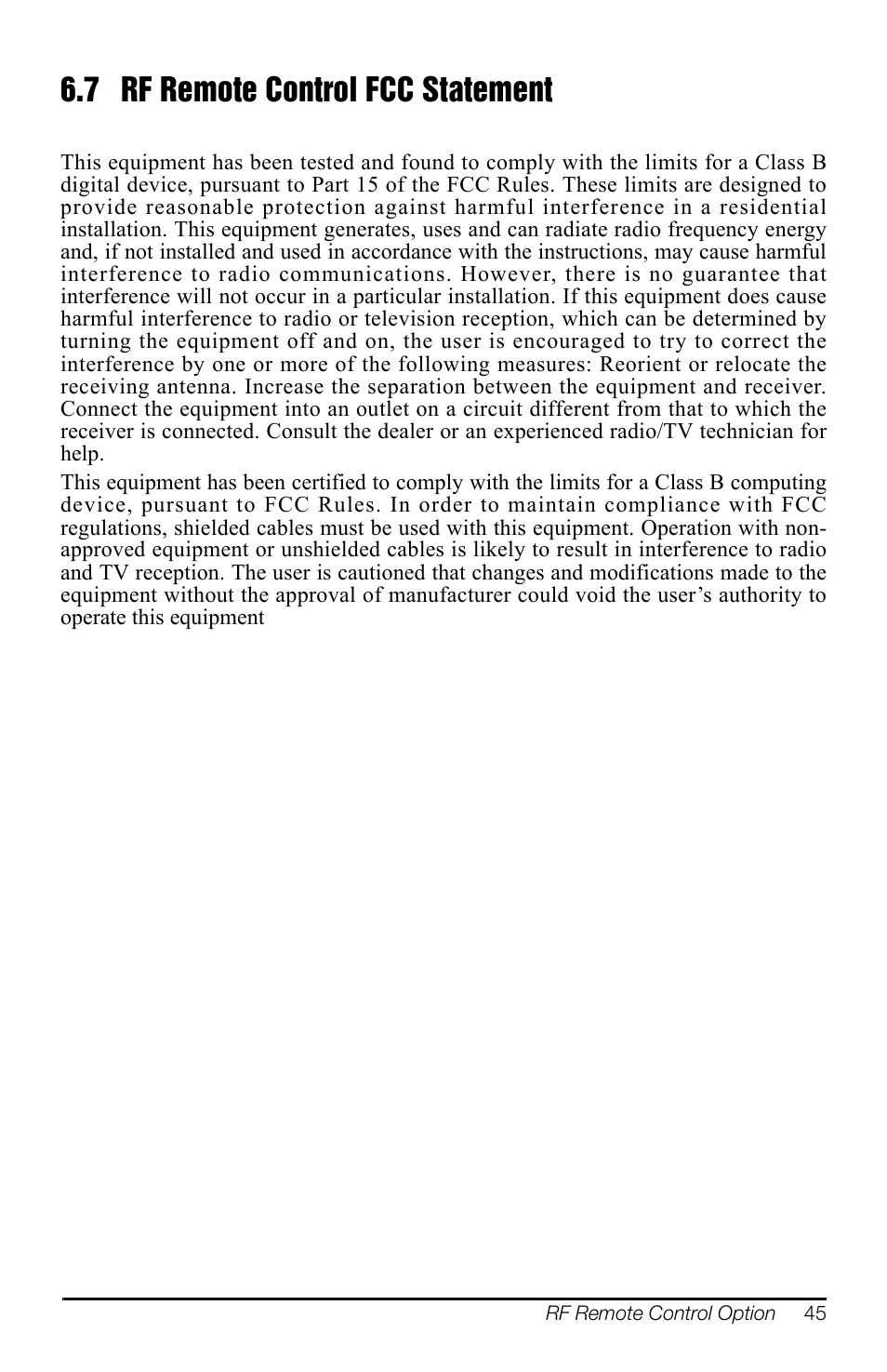 7 rf remote control fcc statement | Rice Lake MSI-4260 Port-A-Weigh User Manual | Page 49 / 64