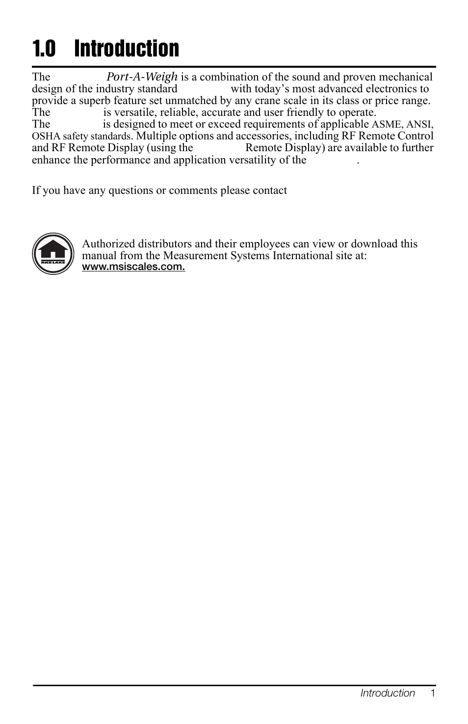 Rice Lake MSI-4260 Port-A-Weigh User Manual | Page 5 / 64