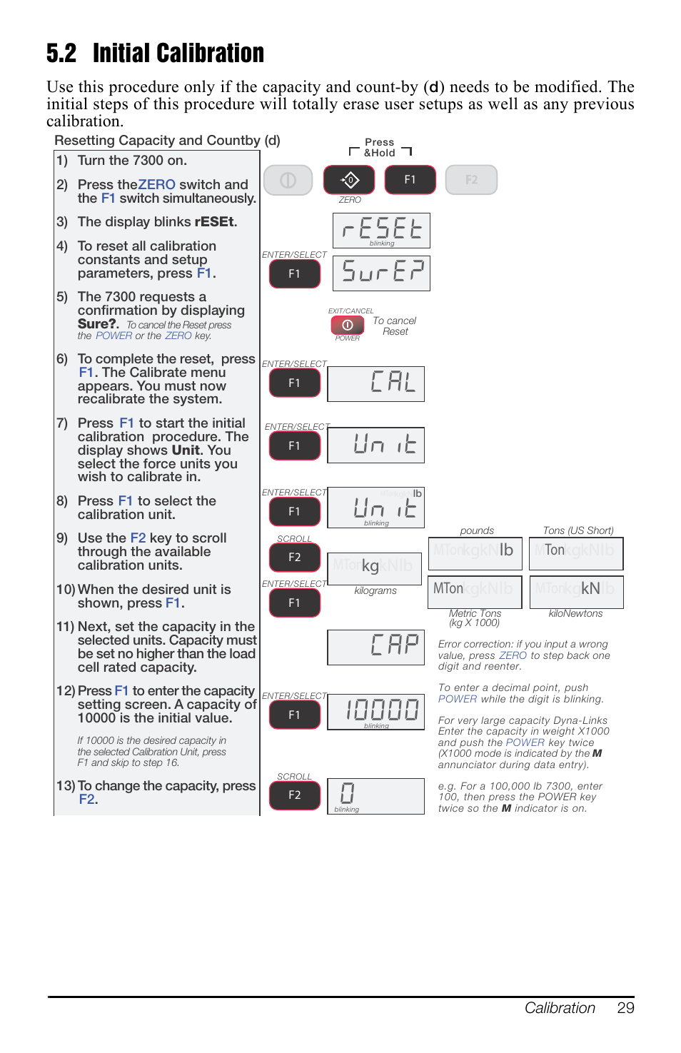 2 initial calibration, Initial calibration, Figure 5-3 | Uhvhw, 6yuh" &$/ 8qlw 8qlw, Kg lb | Rice Lake MSI-7300 Dyna-Link 2 User Manual | Page 33 / 60