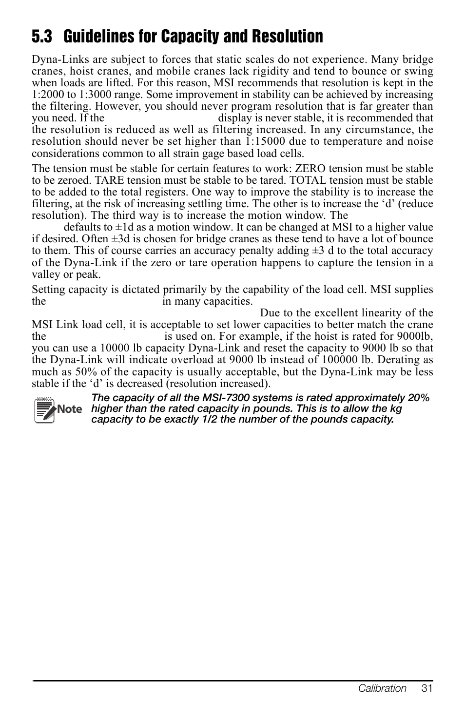 3 guidelines for capacity and resolution, Guidelines for capacity and resolution | Rice Lake MSI-7300 Dyna-Link 2 User Manual | Page 35 / 60