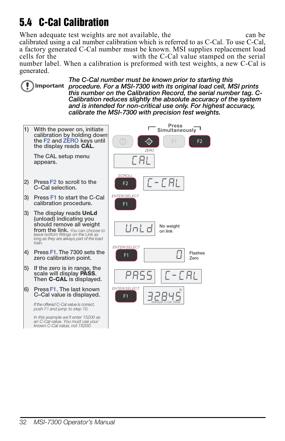 4 c-cal calibration, C-cal calibration, Figure 5-4 | Xq/g | Rice Lake MSI-7300 Dyna-Link 2 User Manual | Page 36 / 60