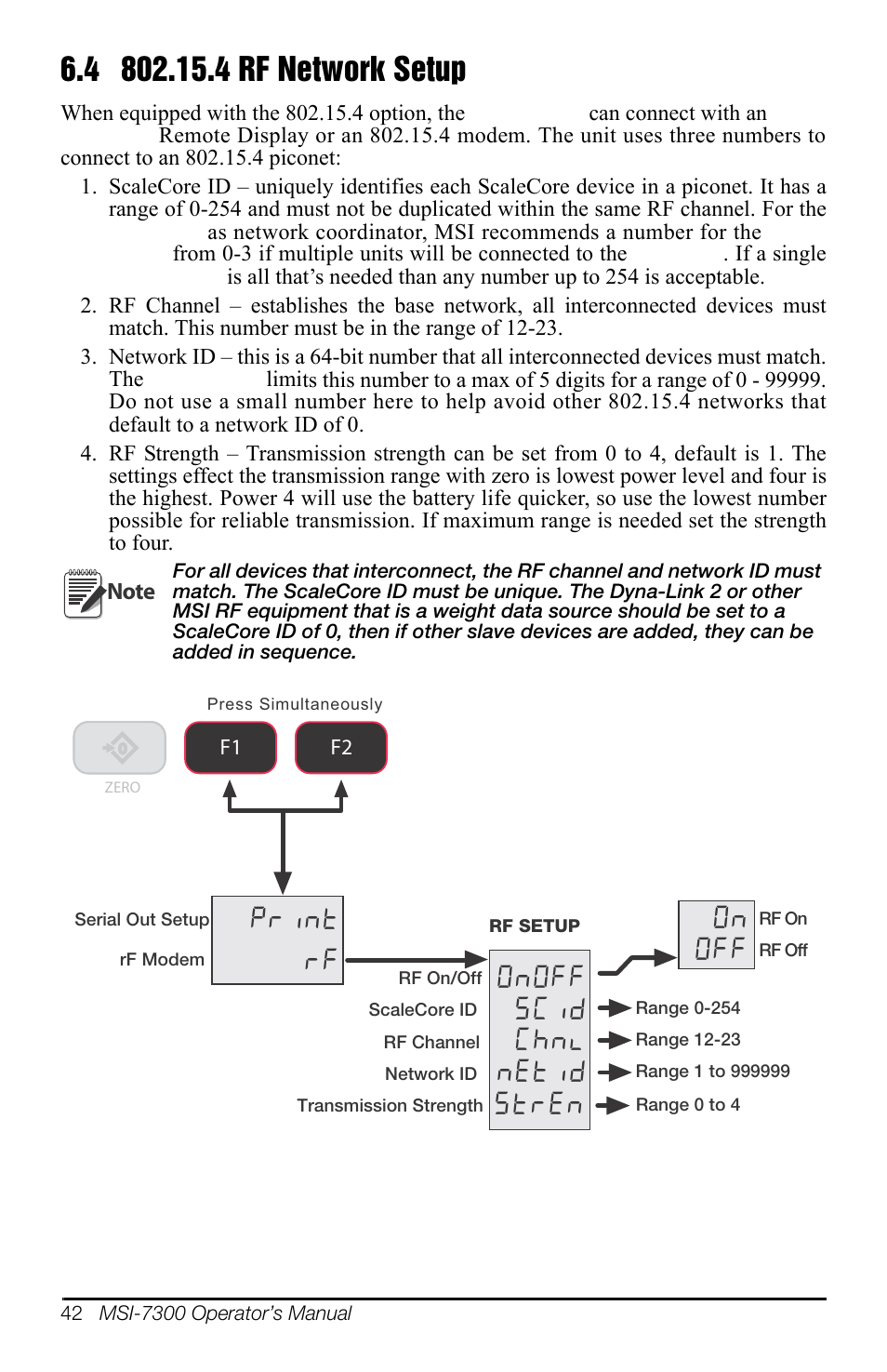 4 802.15.4 rf network setup, 4 rf network setup, 3ulqw u) | 2q2ii 6&lg &kqo qhwlg, 2q 2ii, 6wu(q | Rice Lake MSI-7300 Dyna-Link 2 User Manual | Page 46 / 60