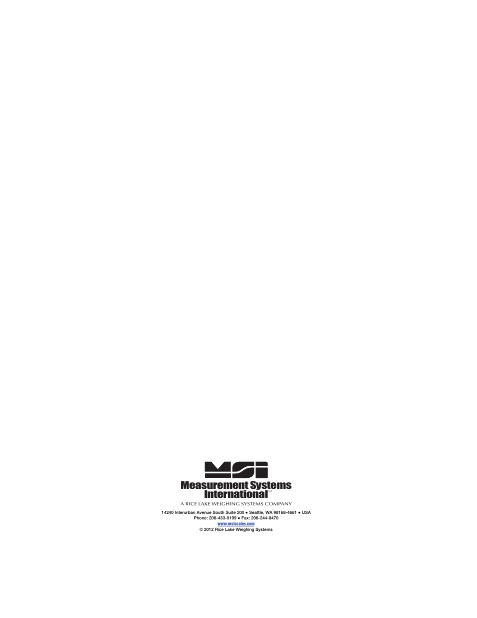 9850.eos.backcover, Measurement systems international | Rice Lake MSI-9850 CellScale RF Digital Indicator - Ethernet Option Supplement User Manual | Page 21 / 21