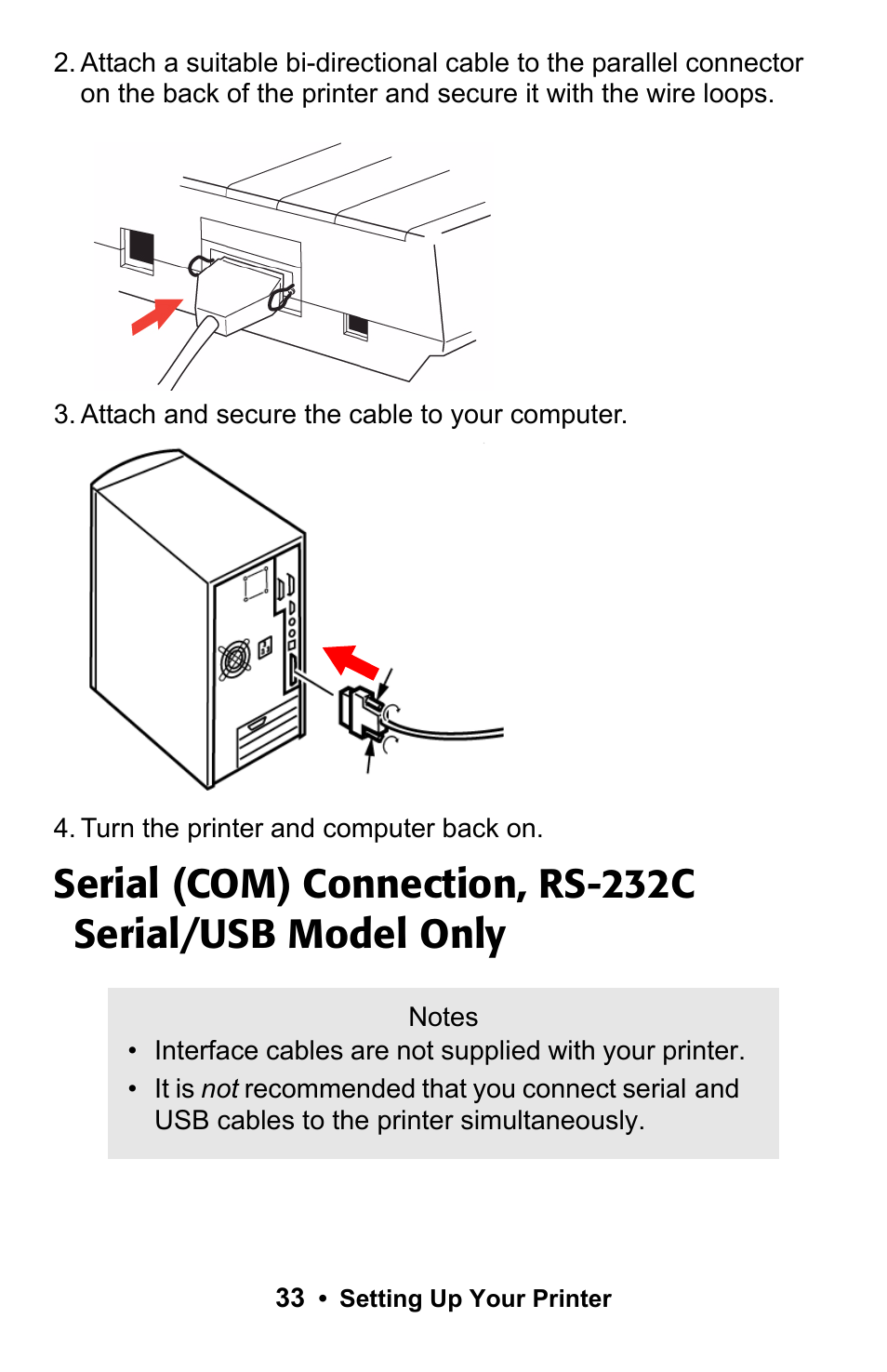 Serial (com) connection, rs232c | Rice Lake Okidata Microline ML 186 User Manual | Page 33 / 86