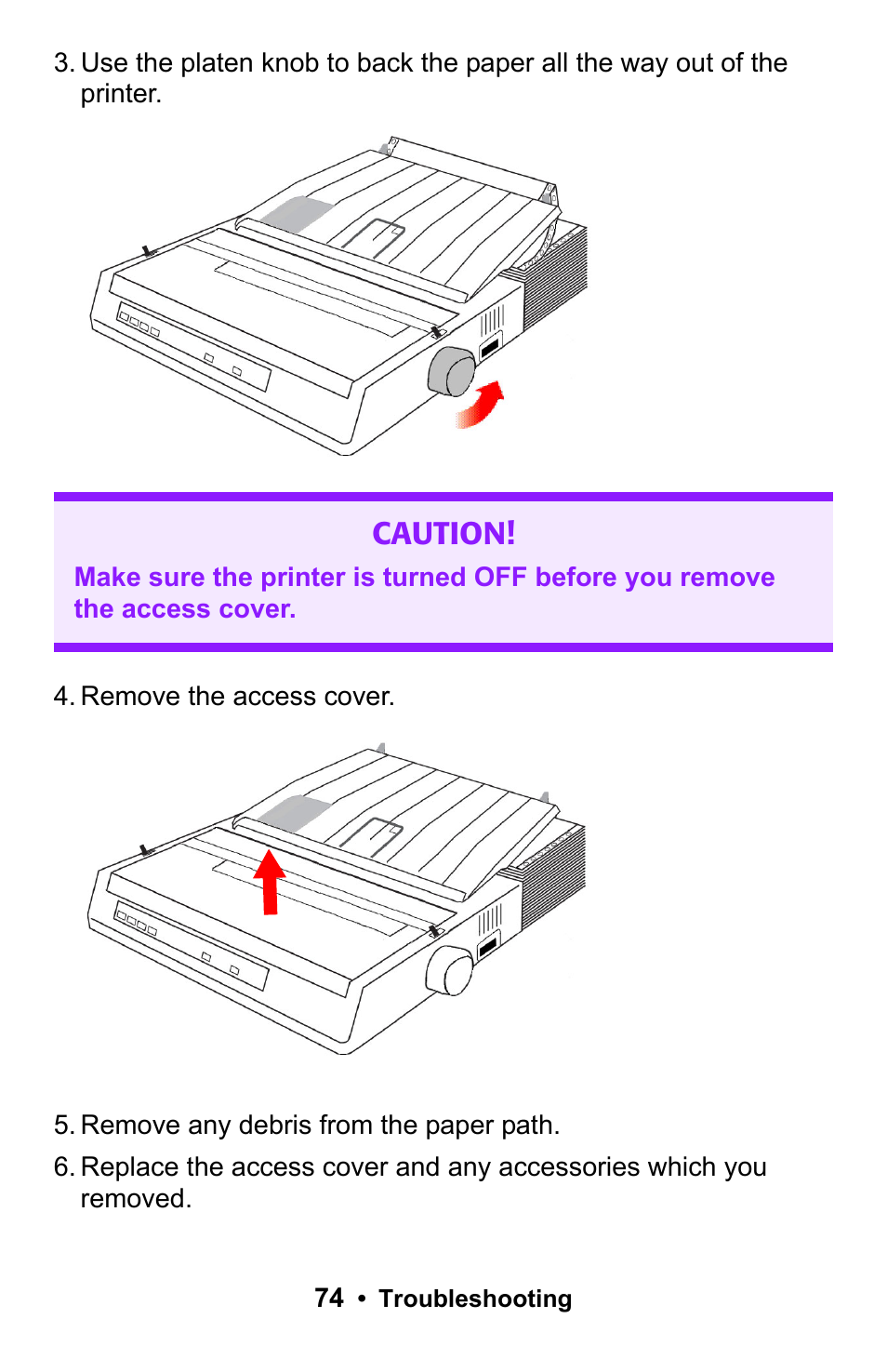 Caution | Rice Lake Okidata Microline ML 186 User Manual | Page 74 / 86