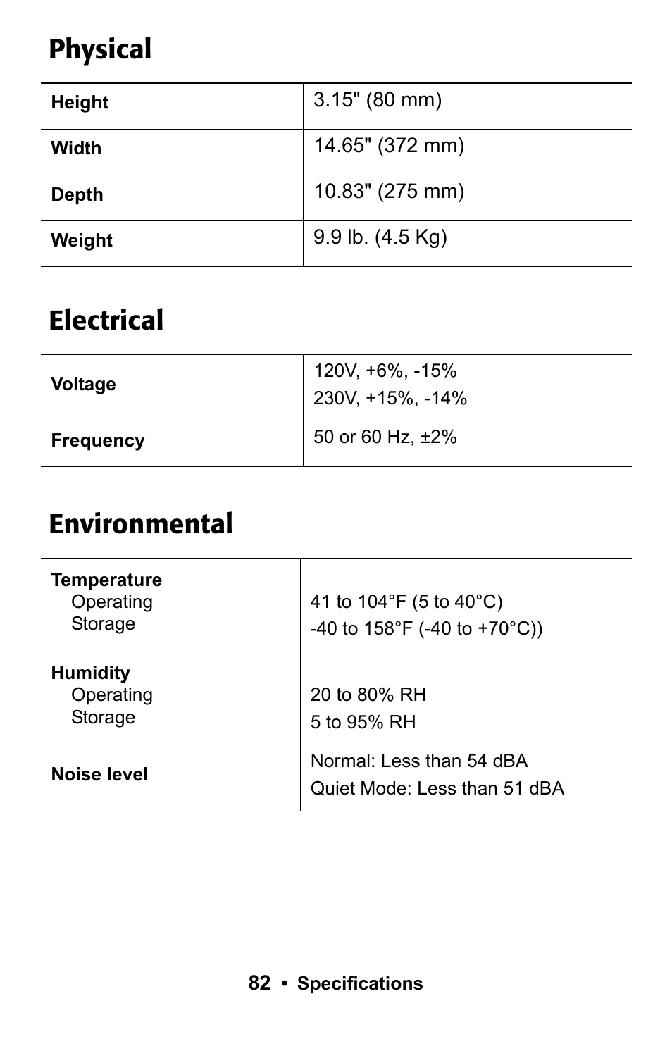 Physical, Electrical, Environmental | Rice Lake Okidata Microline ML 186 User Manual | Page 82 / 86