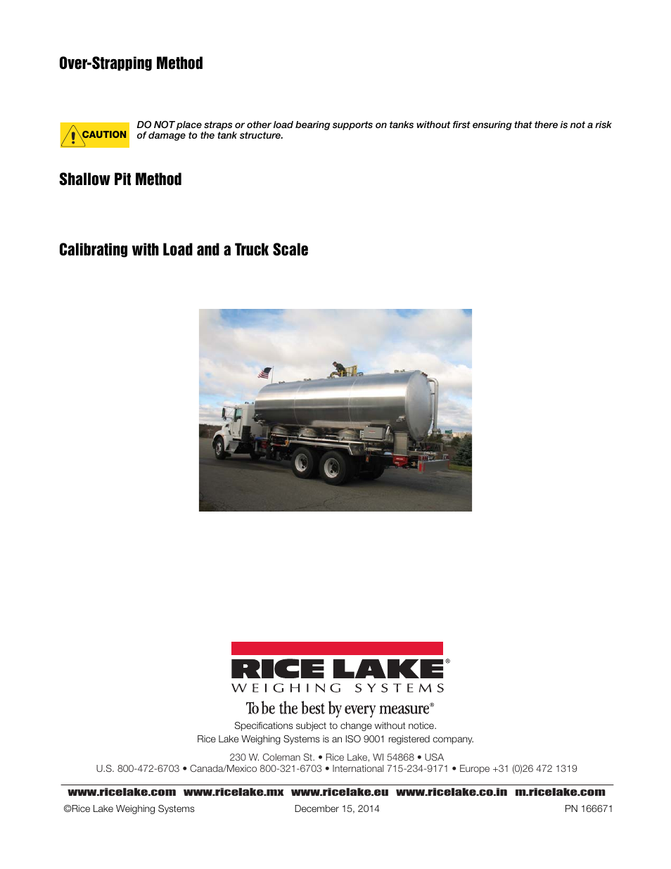 Over-strapping method, Shallow pit method, Calibrating with load and a truck scale | Rice Lake TradeRoute HL Series - Calibration Techniques User Manual | Page 3 / 3
