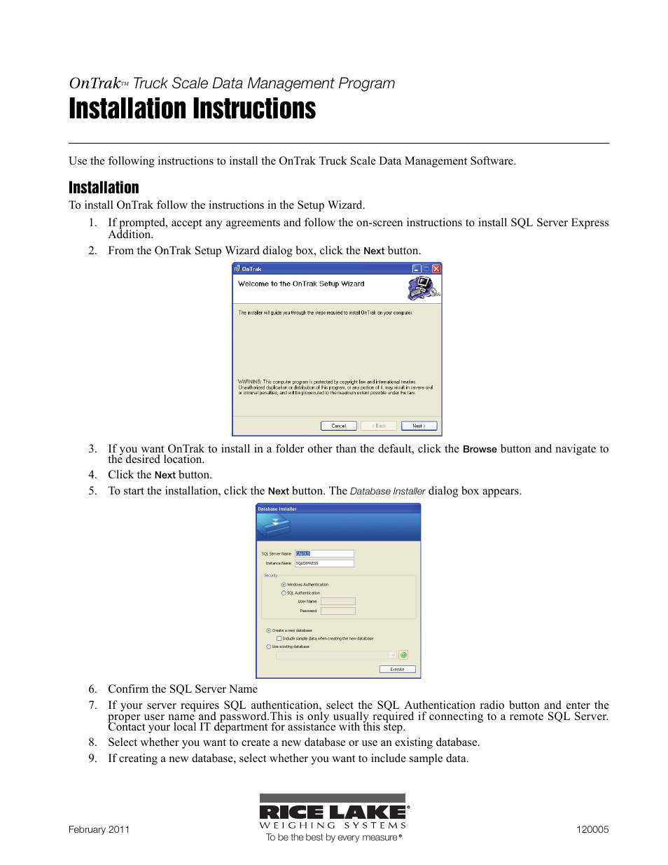 Rice Lake Truck Scale Data Management User Manual | 2 pages