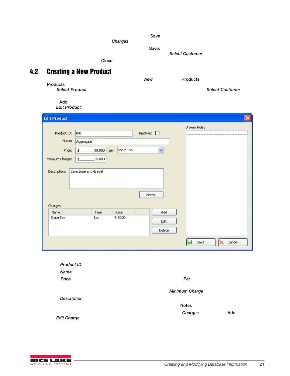 2 creating a new product | Rice Lake OnTrak Truck Scale Data Management - Operation Manual User Manual | Page 25 / 48