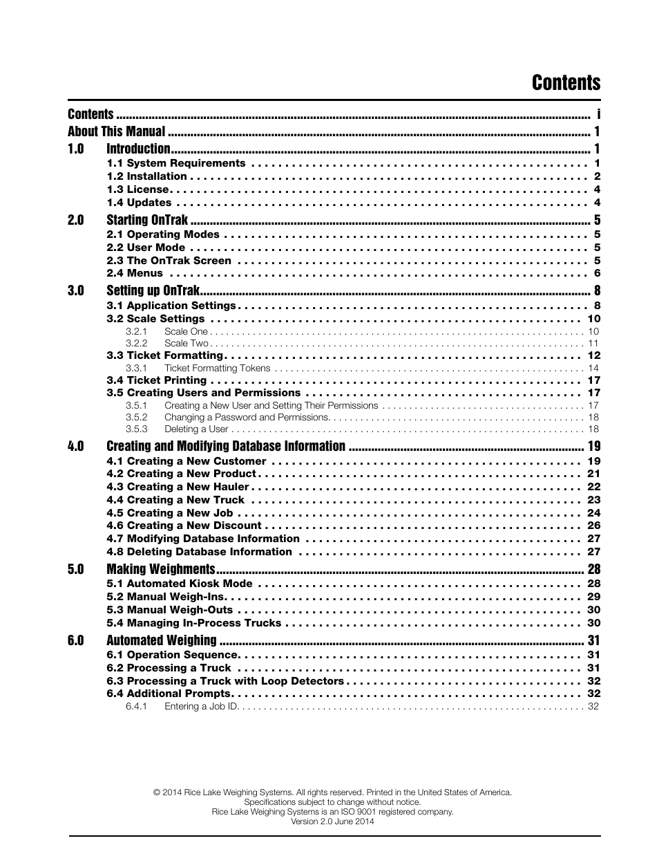 Rice Lake OnTrak Truck Scale Data Management - Operation Manual User Manual | Page 3 / 48