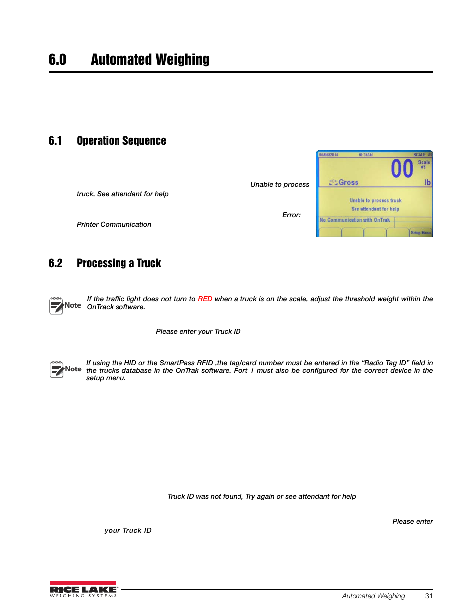 0 automated weighing, 1 operation sequence, 2 processing a truck | Automated weighing, 1 operation sequence 6.2 processing a truck | Rice Lake OnTrak Truck Scale Data Management - Operation Manual User Manual | Page 35 / 48