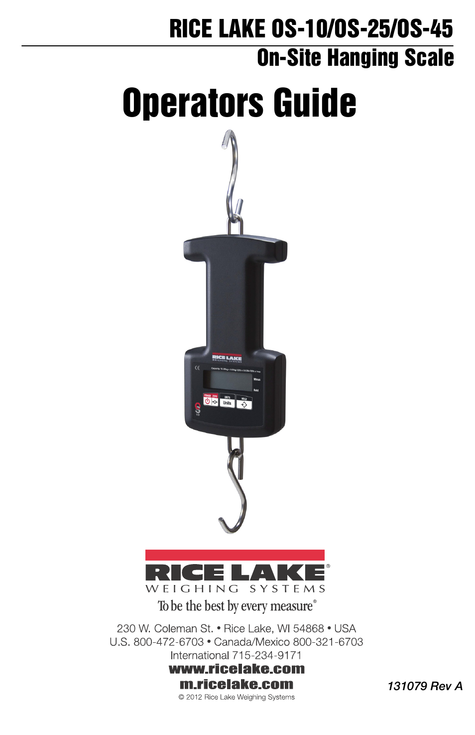 Rice Lake OS-45 Infant Weighing (Hanging Scale) User Manual | 4 pages