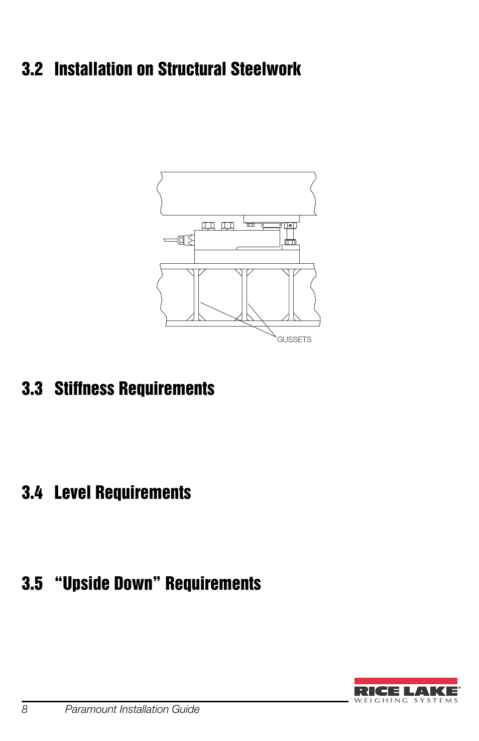 2 installation on structural steelwork, 3 stiffness requirements, 4 level requirements | 5 “upside down” requirements | Rice Lake SURVIVOR Paramounts HE Medium Capacity User Manual | Page 12 / 24