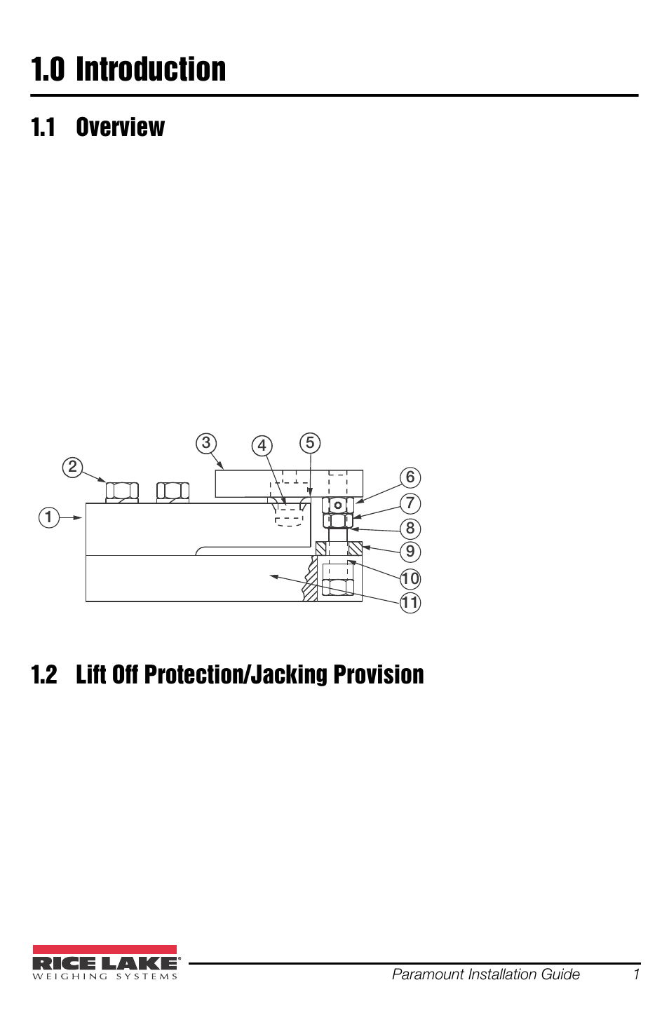 0 introduction, 1 overview, 2 lift off protection/jacking provision | Introduction, Overview | Rice Lake SURVIVOR Paramounts HE Medium Capacity User Manual | Page 5 / 24