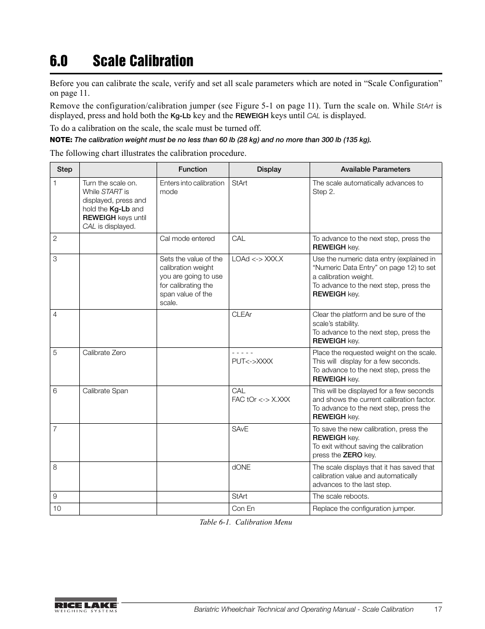 0 scale calibration | Rice Lake Portable Bariatric Wheelchair Scale Single Ramp (350-5) - Rice Lake Bariatric Wheelchair Scale User Manual | Page 21 / 38