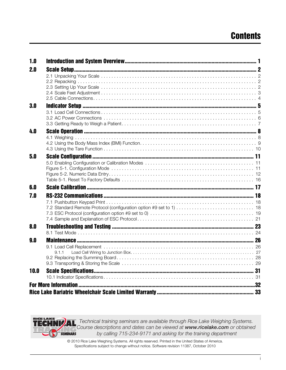 Rice Lake Portable Bariatric Wheelchair Scale Single Ramp (350-5) - Rice Lake Bariatric Wheelchair Scale User Manual | Page 3 / 38