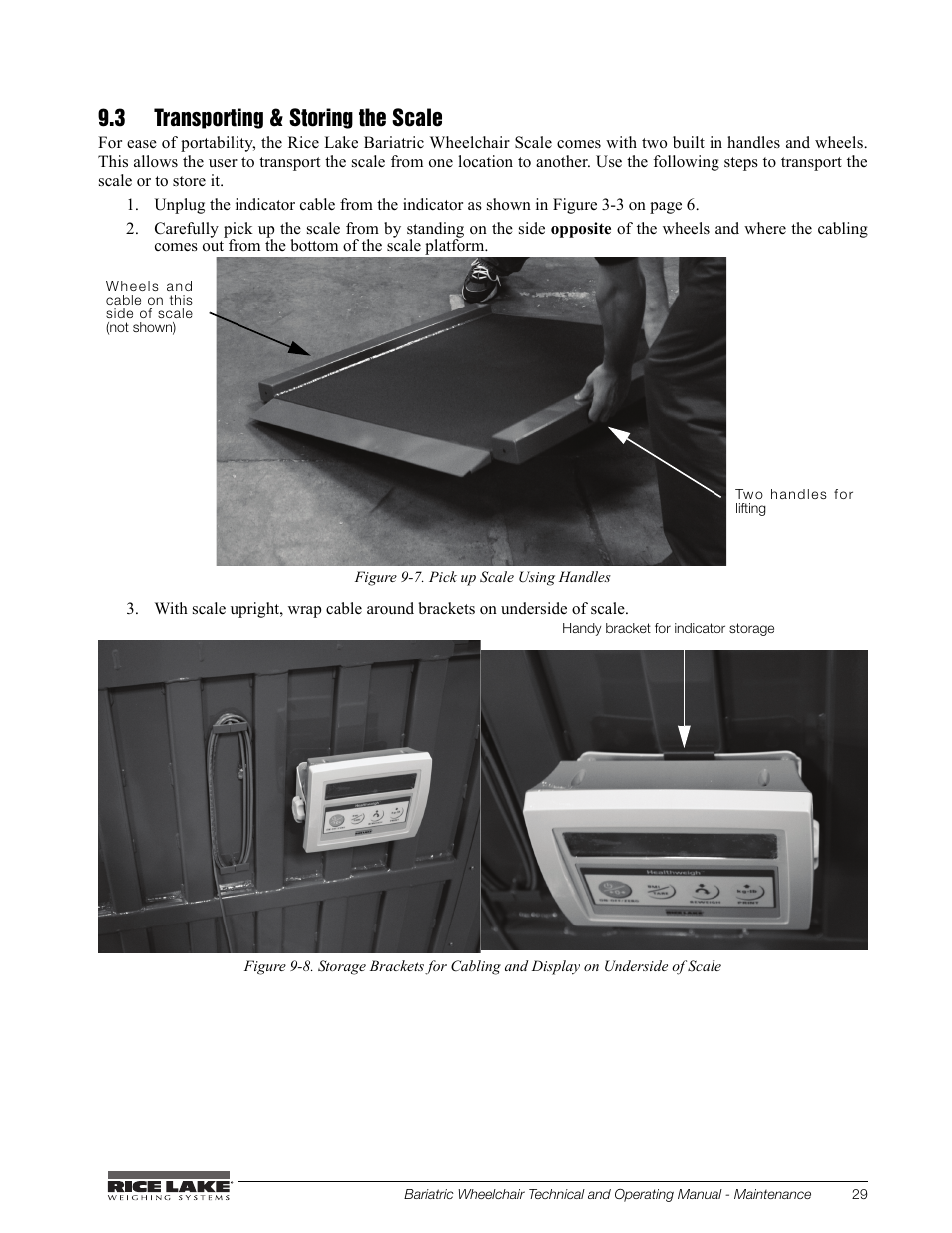 3 transporting & storing the scale | Rice Lake Portable Bariatric Wheelchair Scale Single Ramp (350-5) - Rice Lake Bariatric Wheelchair Scale User Manual | Page 33 / 38