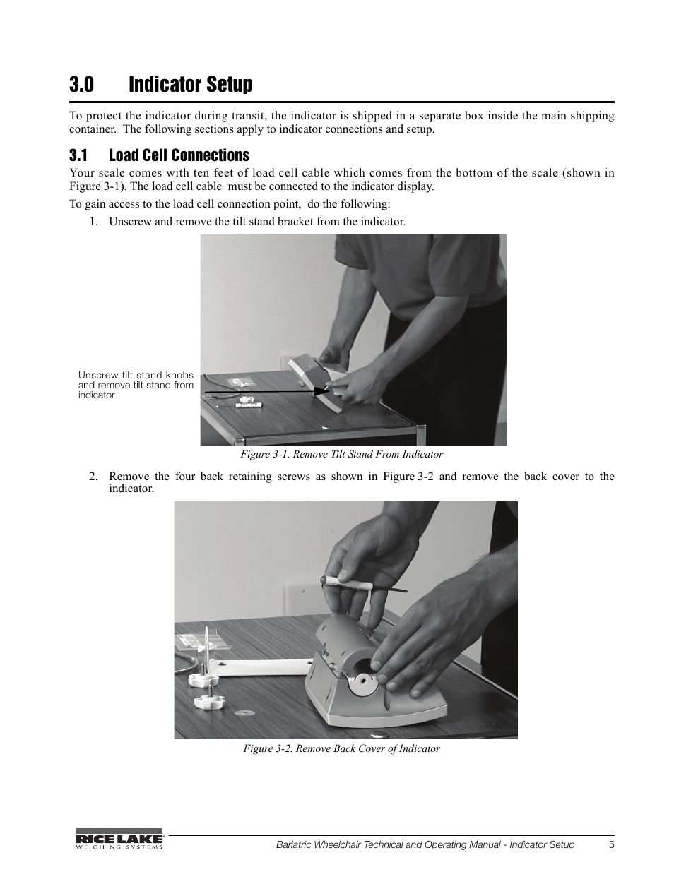 0 indicator setup, 1 load cell connections | Rice Lake Portable Bariatric Wheelchair Scale Single Ramp (350-5) - Rice Lake Bariatric Wheelchair Scale User Manual | Page 9 / 38