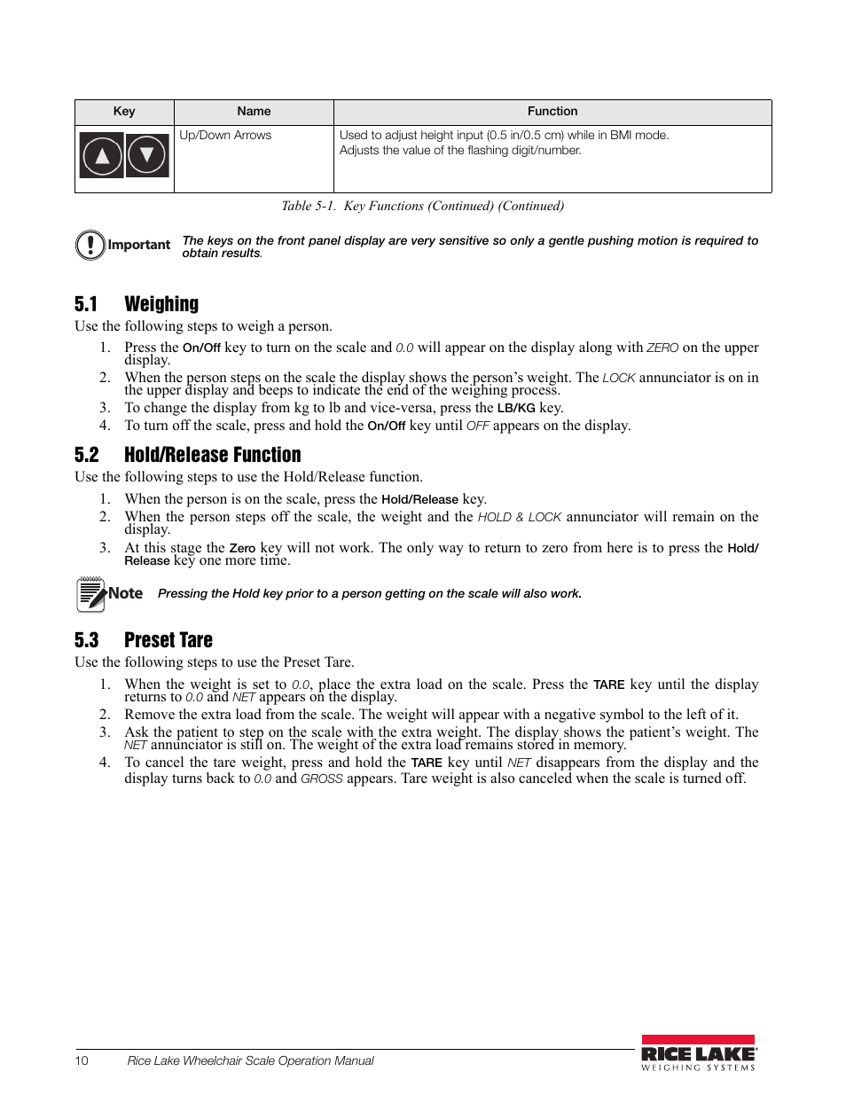 1 weighing, 2 hold/release function, 3 preset tare | Rice Lake Portable Bariatric Wheelchair Scale Single Ramp (350-5) - Rice Lake Wheelchair Scale Operation Manual User Manual | Page 14 / 26