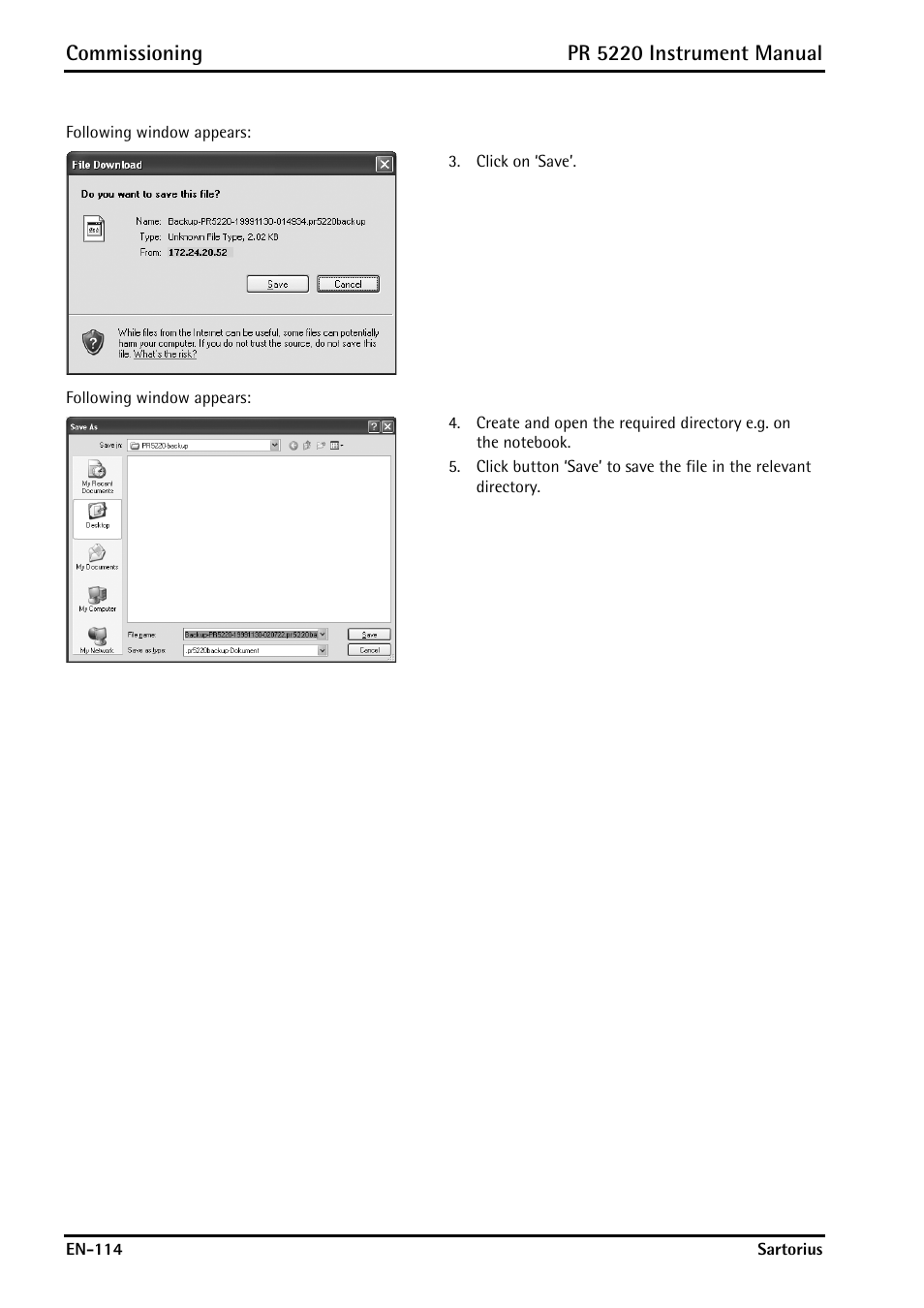 Commissioning, Pr 5220 instrument manual | Rice Lake PR5220 Ethernet Transmitter User Manual | Page 114 / 172