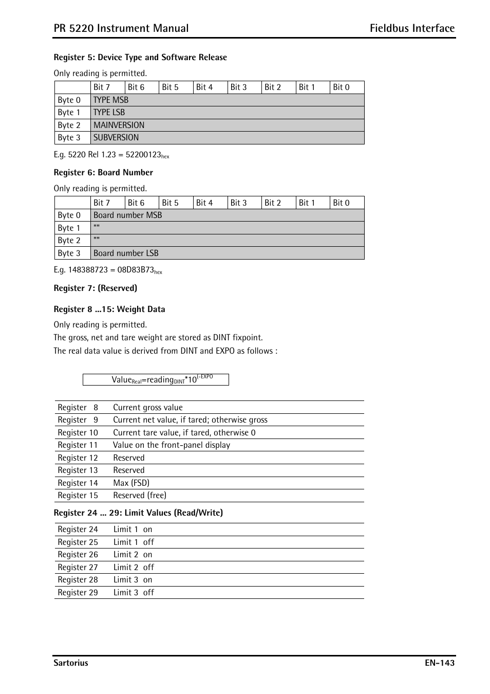 Pr 5220 instrument manual fieldbus interface | Rice Lake PR5220 Ethernet Transmitter User Manual | Page 143 / 172