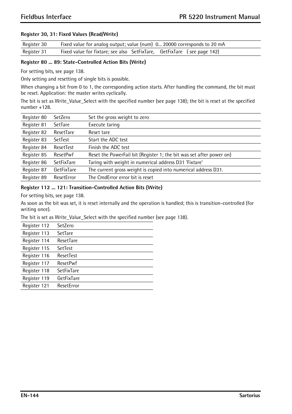 Fieldbus interface, Pr 5220 instrument manual | Rice Lake PR5220 Ethernet Transmitter User Manual | Page 144 / 172