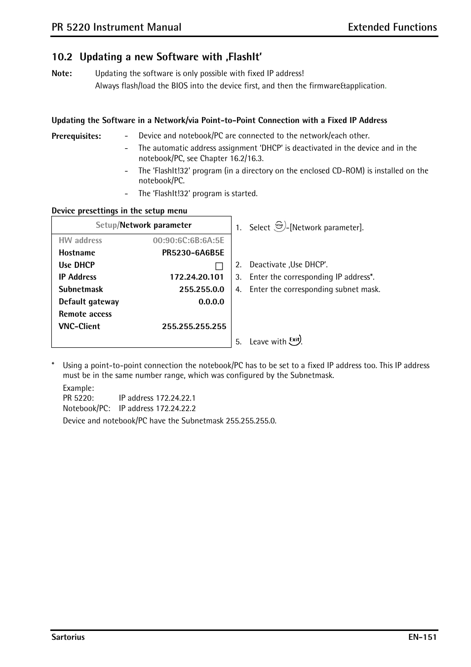 2 updating a new software with ‚flashit, Updating a new software with ‚flashit, Pr 5220 instrument manual extended functions | Rice Lake PR5220 Ethernet Transmitter User Manual | Page 151 / 172