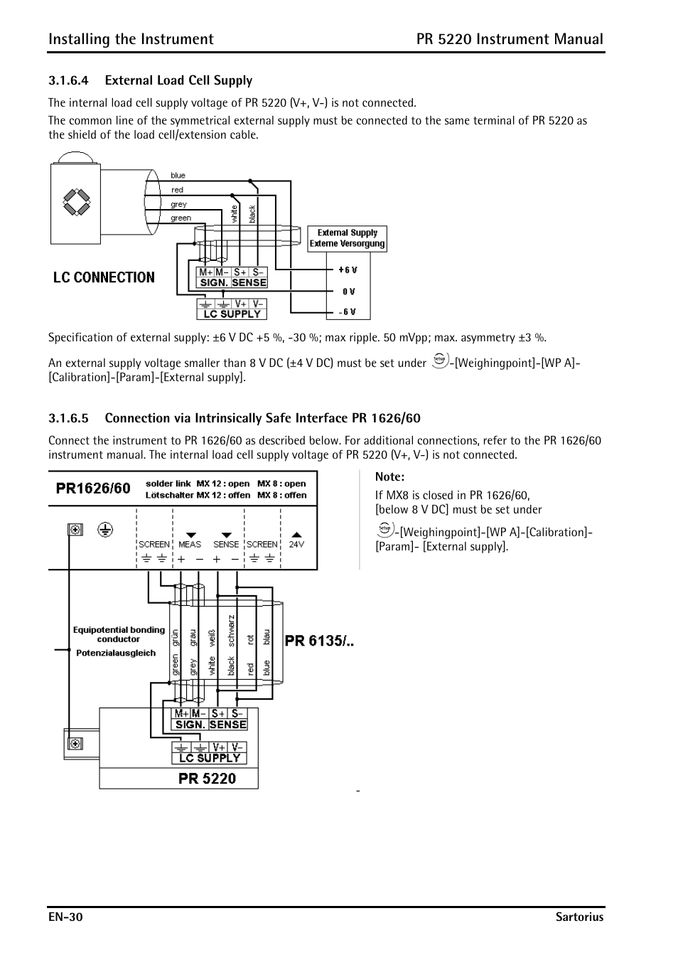 4 external load cell supply, Installing the instrument, Pr 5220 instrument manual | Rice Lake PR5220 Ethernet Transmitter User Manual | Page 30 / 172